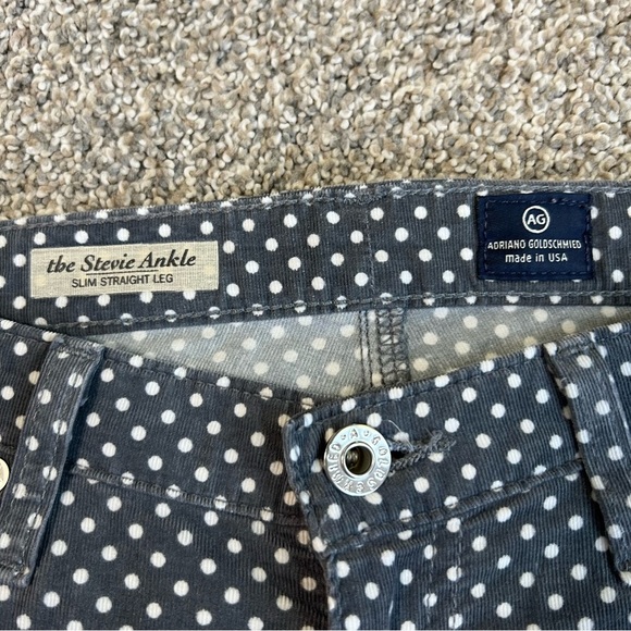 AG Adriano Goldschmied Gray White Polka Dot The Stevie Ankle Straight Leg, 28 - Picture 3 of 8